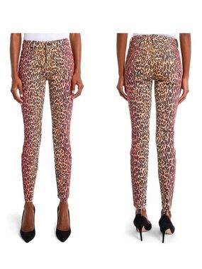 MOTHER High Waisted Looker Fray Ankle Skinny Jeans In Pink Horizon Size 29